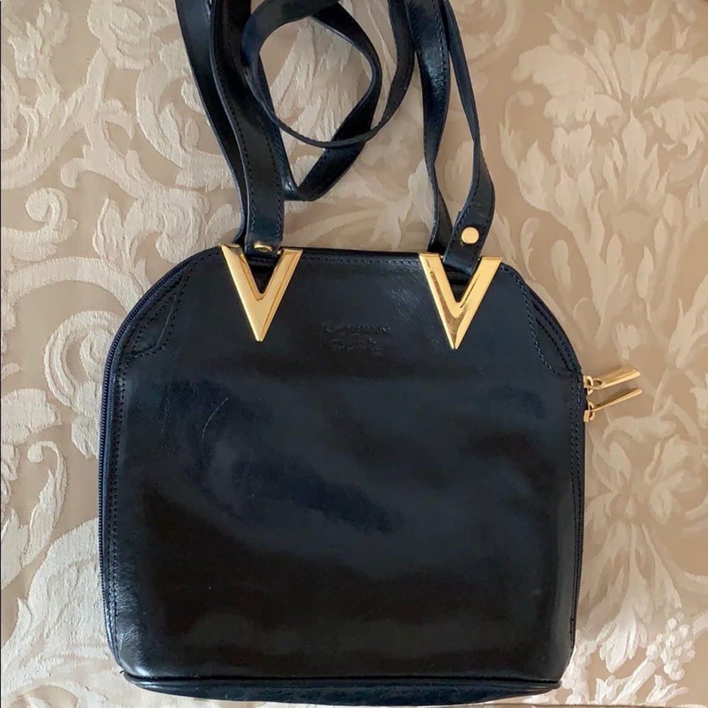 Italian leather pocketbook - Navy